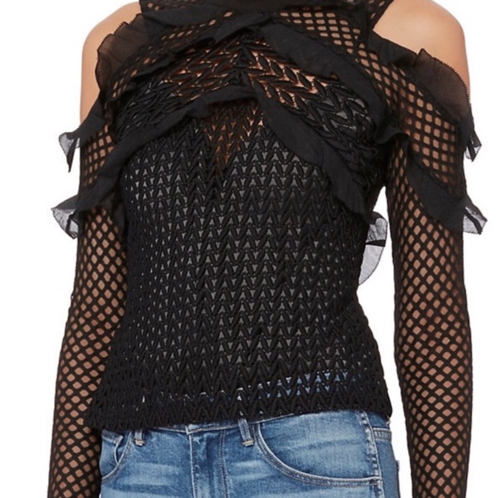 ✨NWOT✨ Self-Portrait Ruffled “Cold Shoulder” Top - Picture 4 of 4